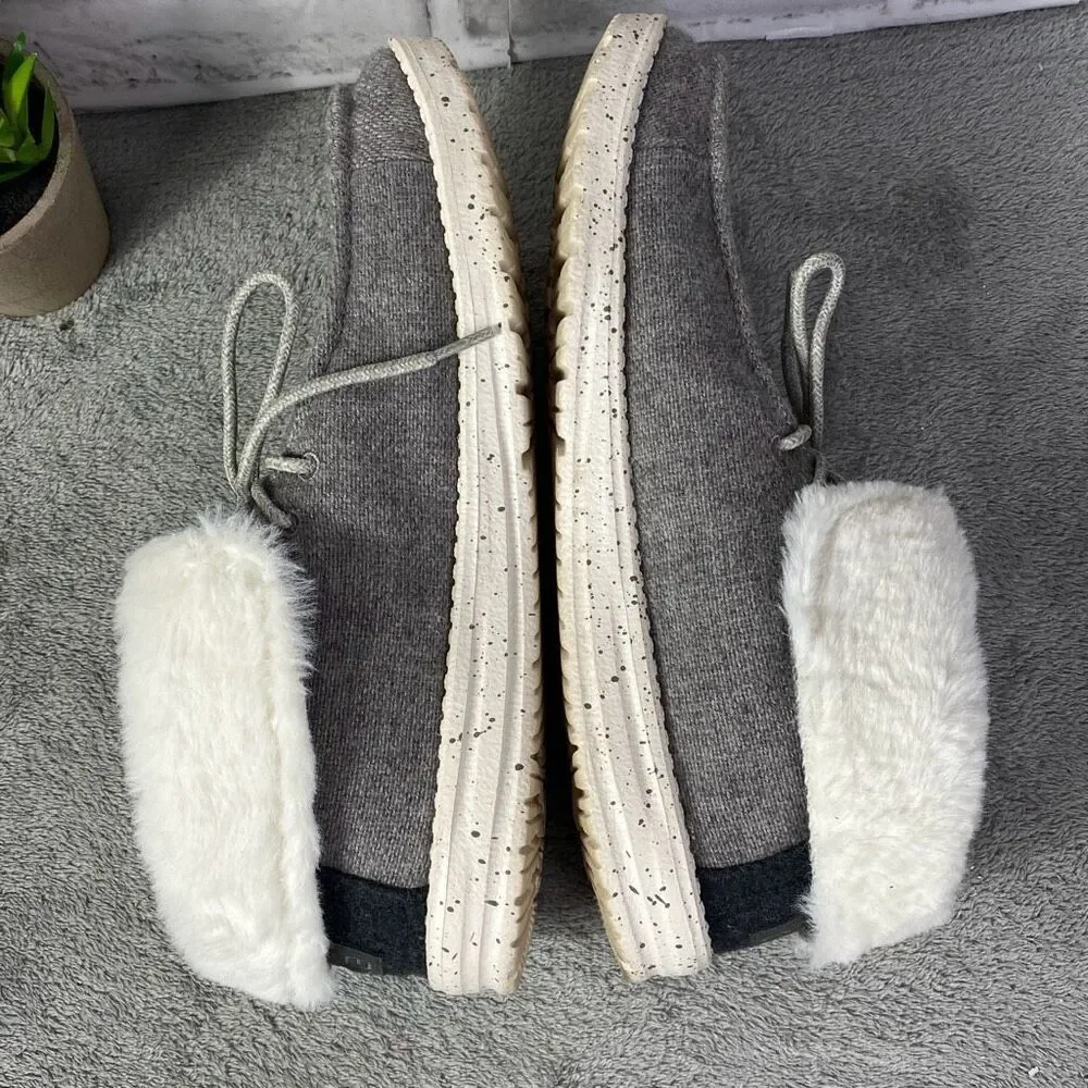 Hey Dude Gray Faux Fur Lined Slip-On Sneakers